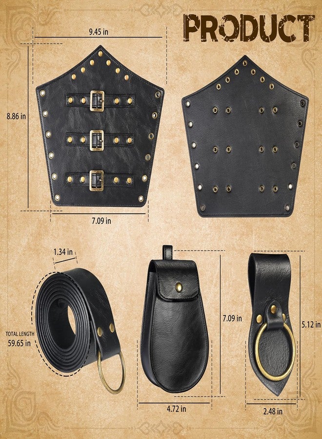 JBKN 5 PCS Renaissance Accessories Ren Faire Viking Belt Medieval Waist Belt Pouch Leather Arm Bracers and Medieval Sword Holder for Renaissance Cosplay - Image 2